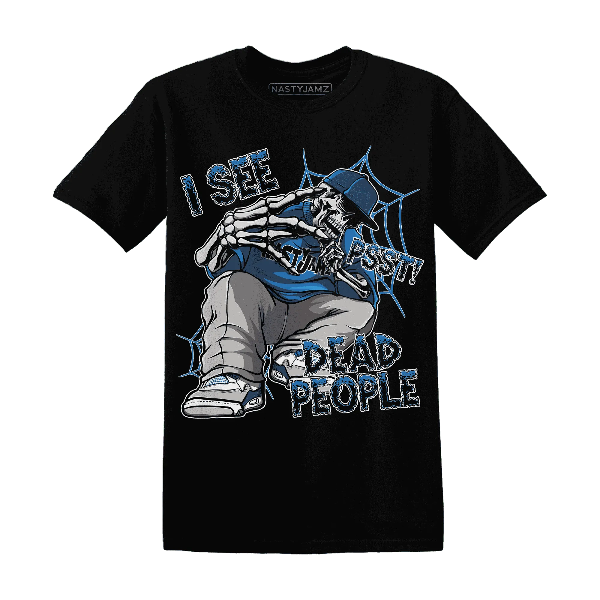 Industrial-Blue-4s-T-Shirt-Match-Skull-Whisper