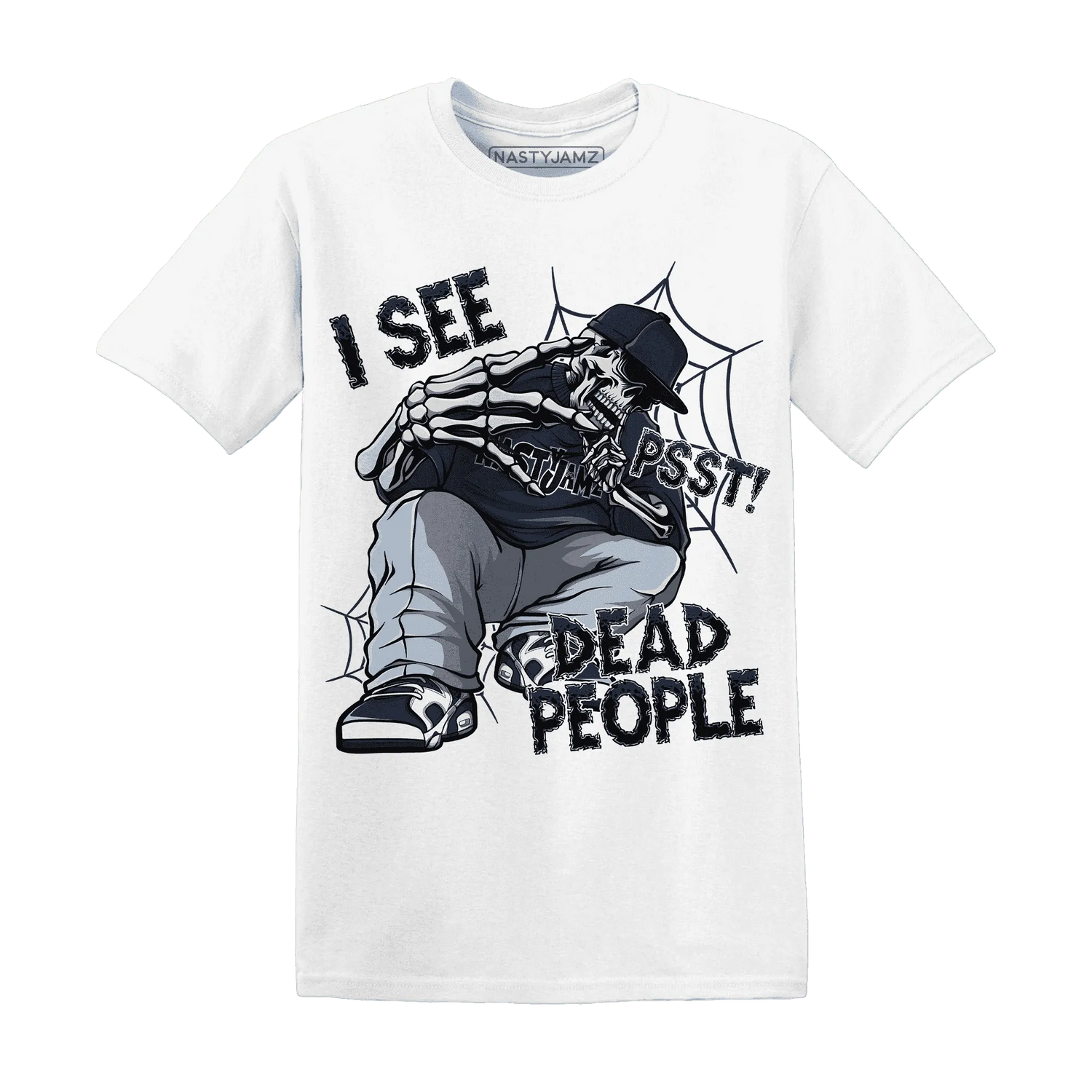 White-Navy-6s-T-Shirt-Match-Skull-Whisper