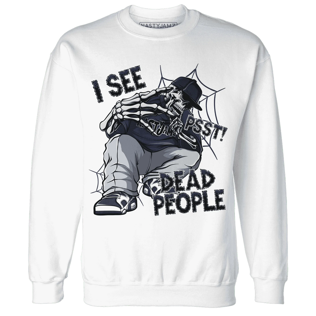 White-Navy-6s-Sweatshirt-Match-Skull-Whisper