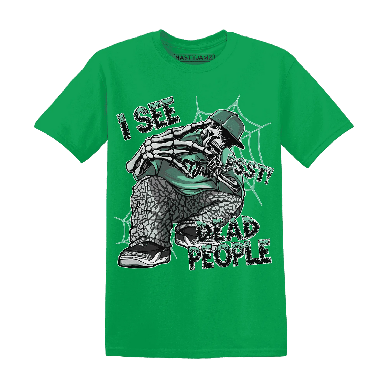 Green-Glow-3s-T-Shirt-Match-Skull-Whisper