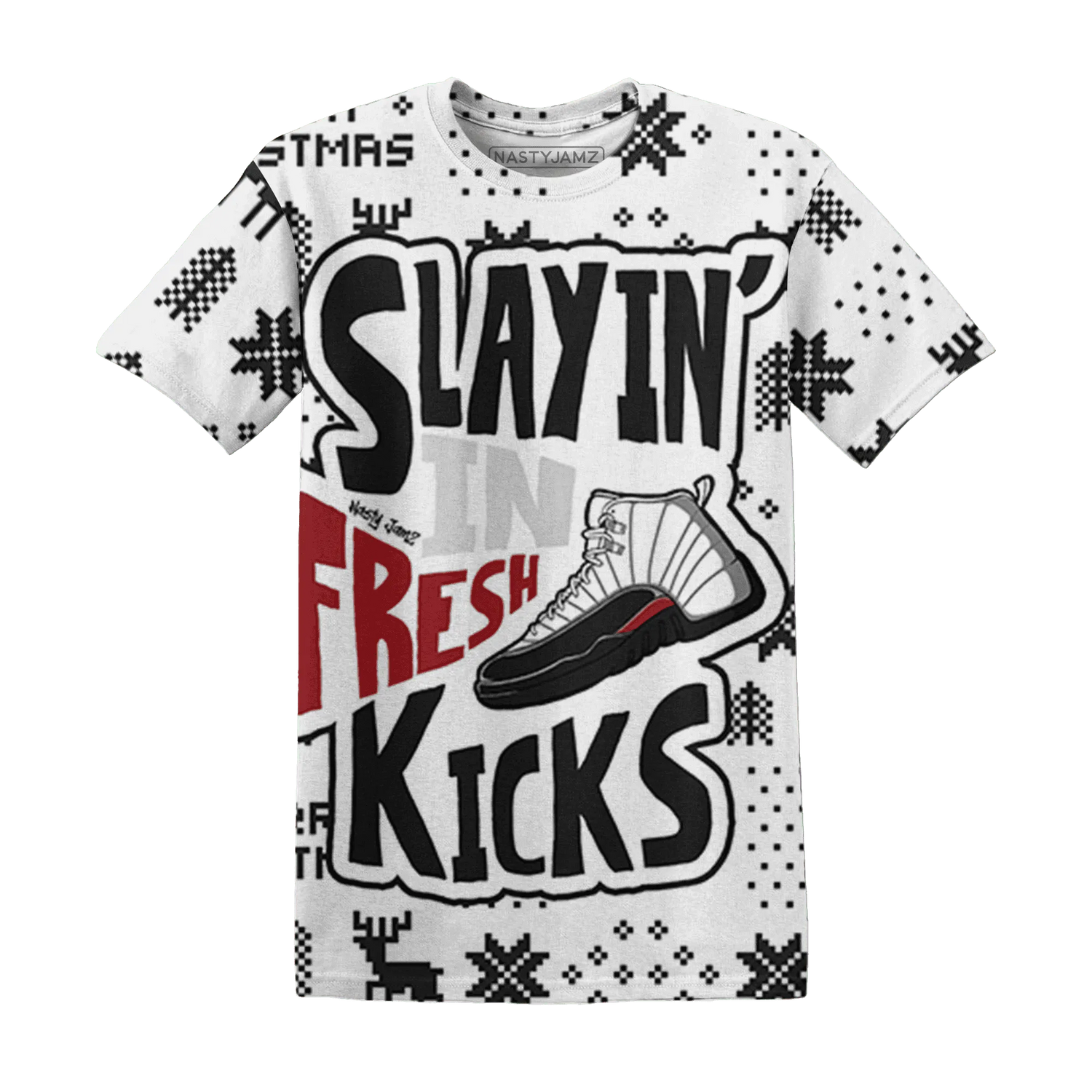 Retro-Red-Taxi-12s-NastyJamz-T-Shirt-Match-Slayin-Kicks-3D