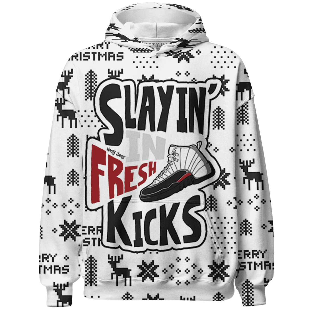 Retro-Red-Taxi-12s-NastyJamz-Hoodie-Match-Slayin-Kicks-3D