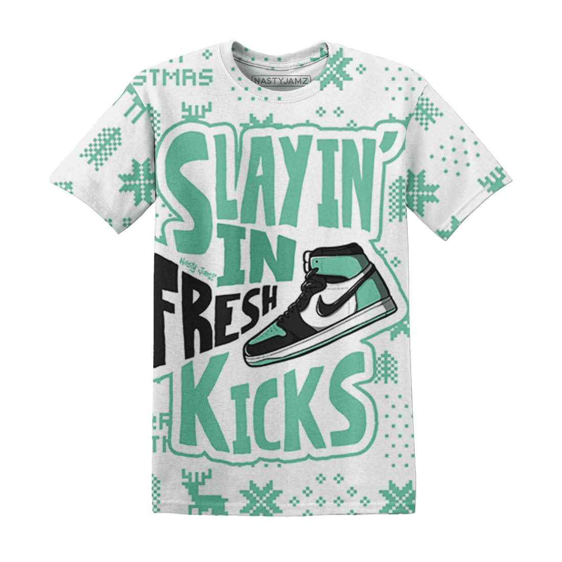 Green-Glow-1s-NastyJamz-T-Shirt-Match-Slayin-Kicks-3D