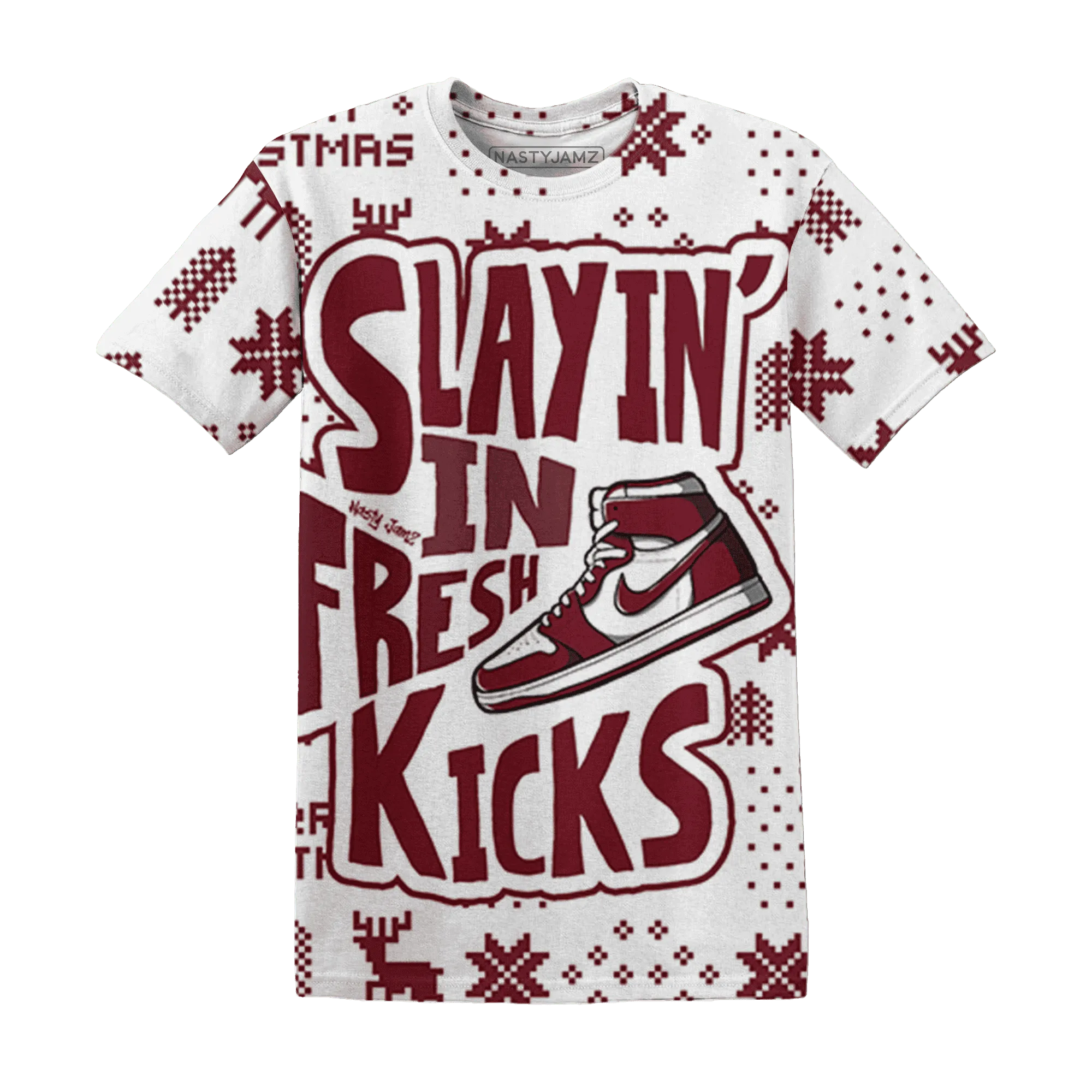 High-White-Team-Red-1s-NastyJamz-T-Shirt-Match-Slayin-Kicks-3D