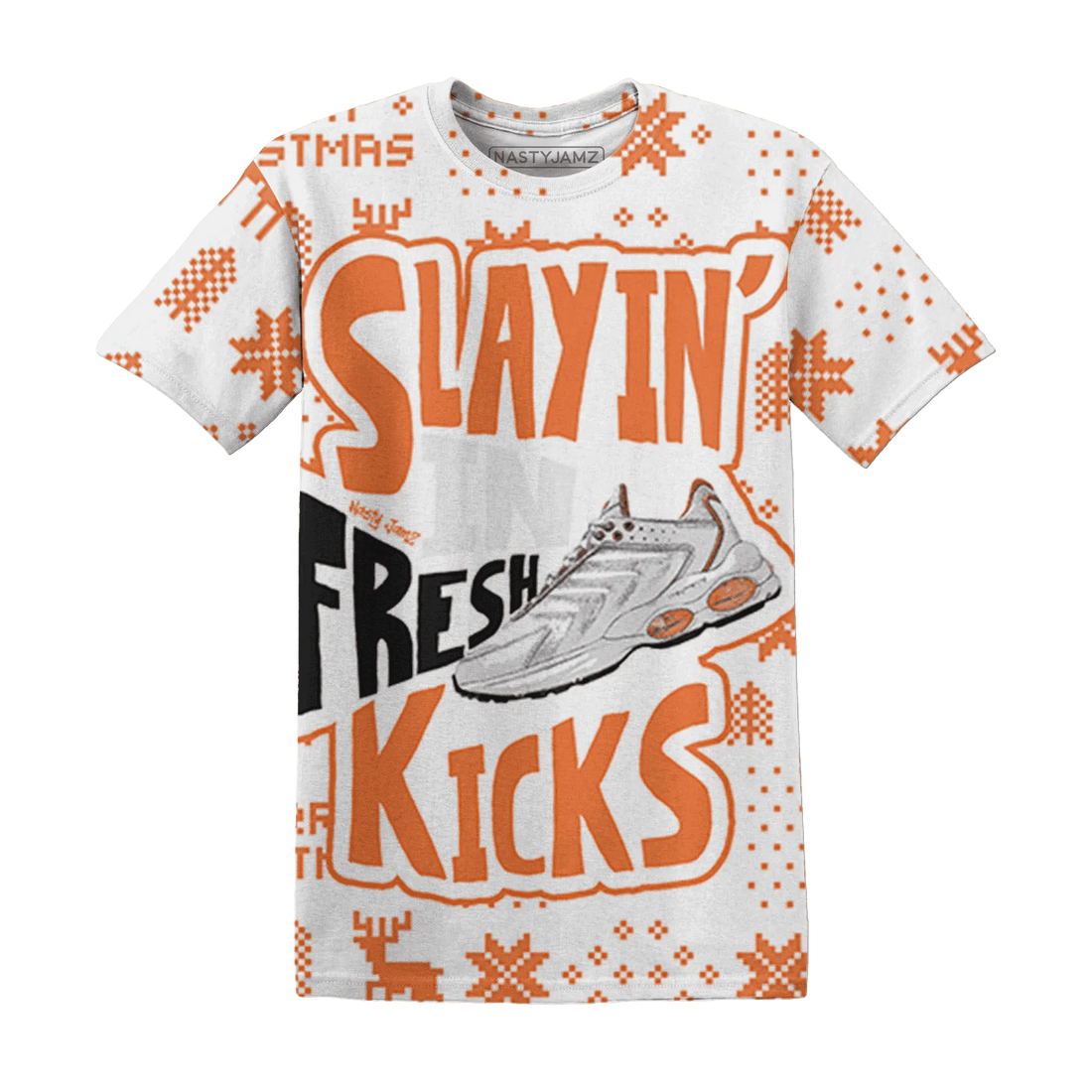 AM-TW-White-Orange-NastyJamz-T-Shirt-Match-Slayin-Kicks-3D