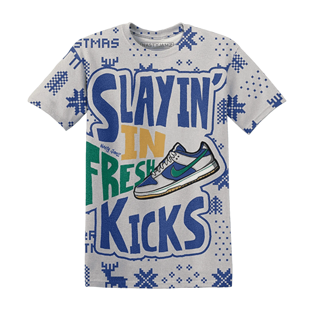 Dunk-Royal-Malachite-NastyJamz-T-Shirt-Match-Slayin-Kicks-3D