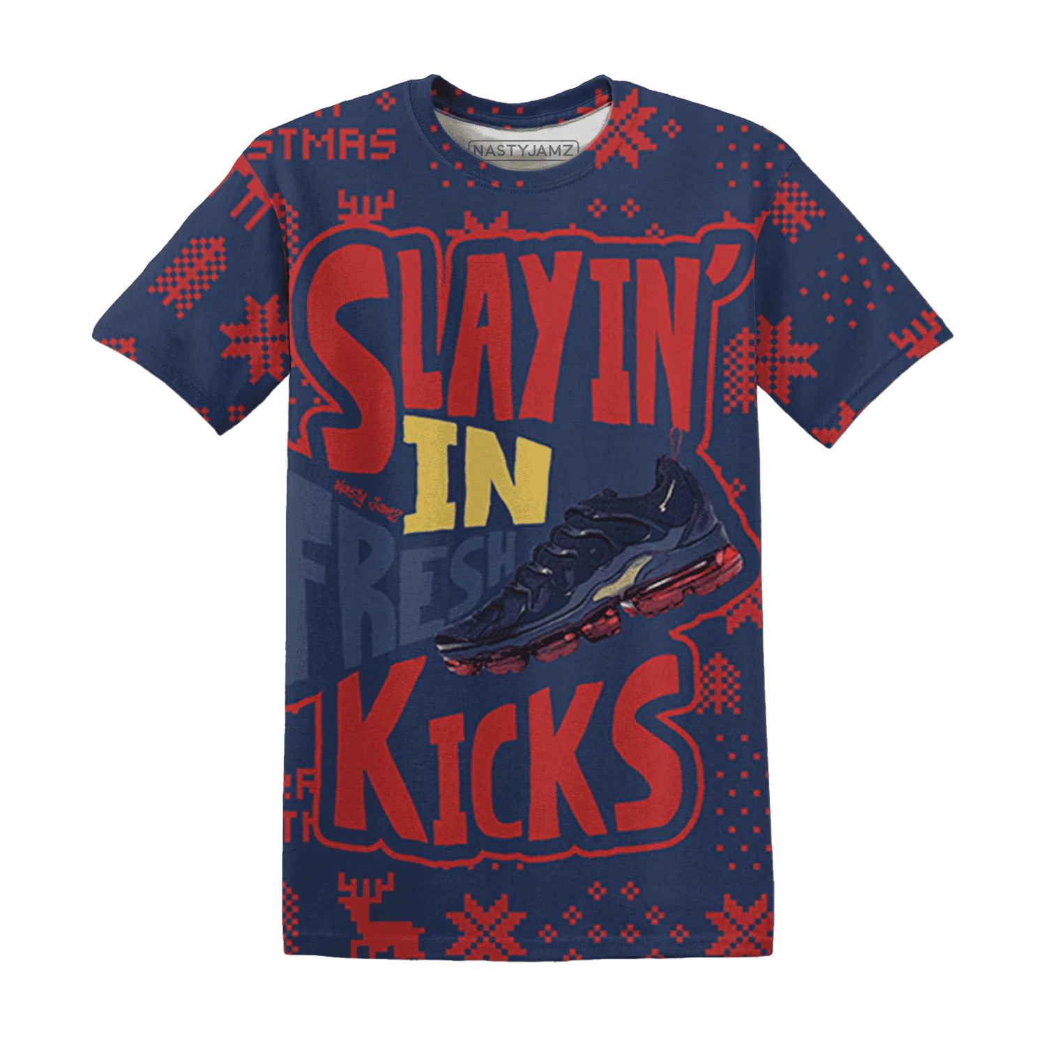VaporMax-Gold-Navy-Midnight-NastyJamz-T-Shirt-Match-Slayin-Kicks-3D