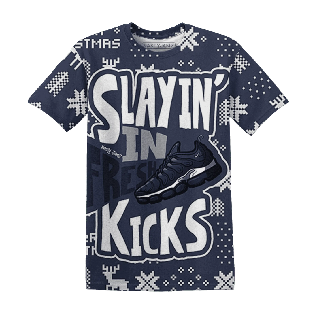 VaporMax-Metallic-Navy-Midnight-NastyJamz-T-Shirt-Match-Slayin-Kicks-3D