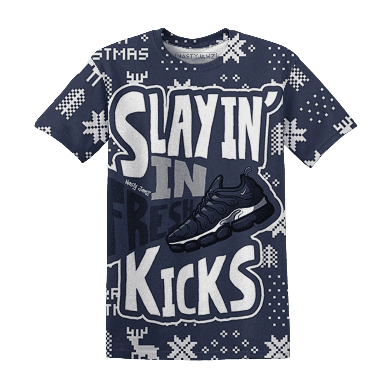 VaporMax-Metallic-Navy-Midnight-NastyJamz-T-Shirt-Match-Slayin-Kicks-3D