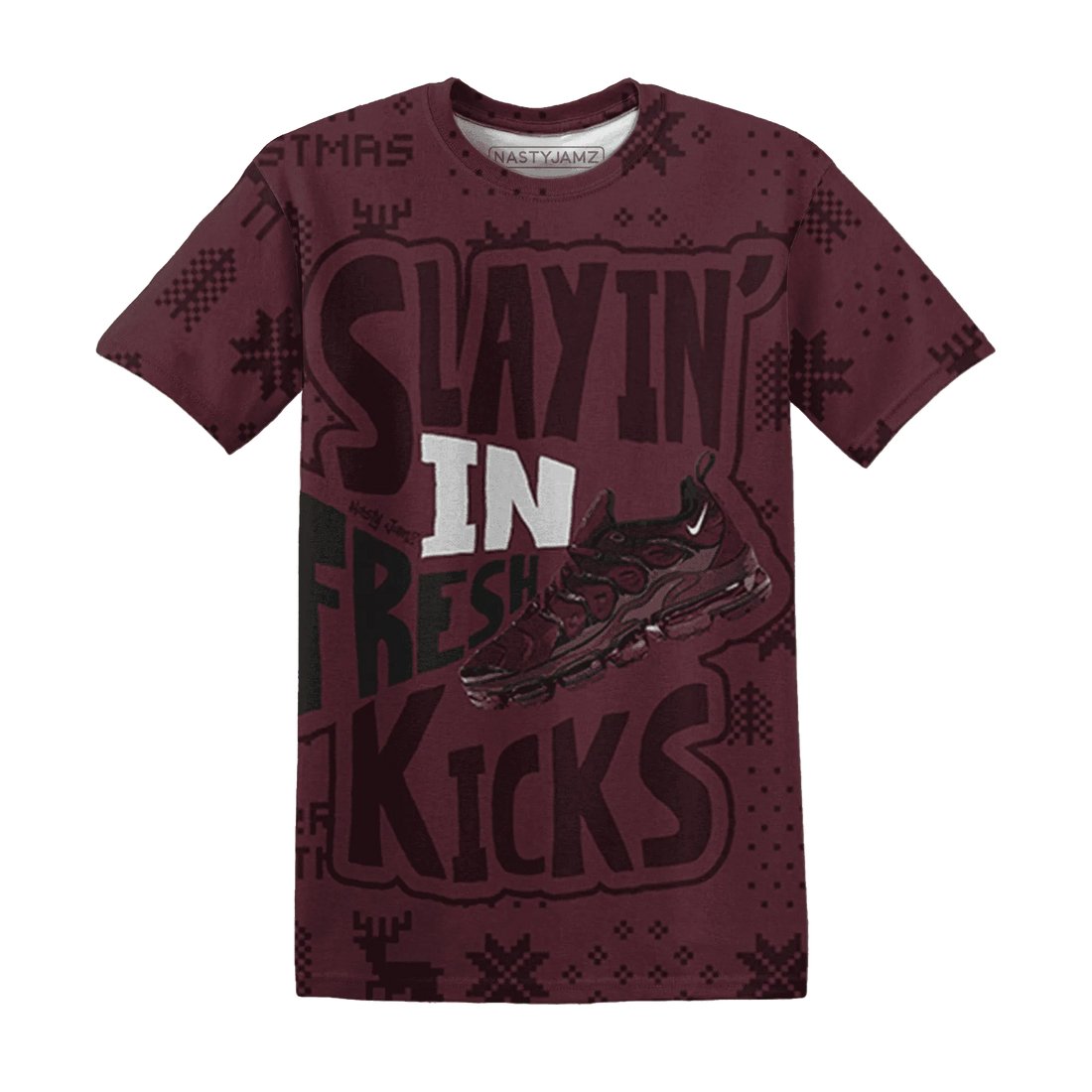 VaporMax-Night-Maron-Burgundy-NastyJamz-T-Shirt-Match-Slayin-Kicks-3D