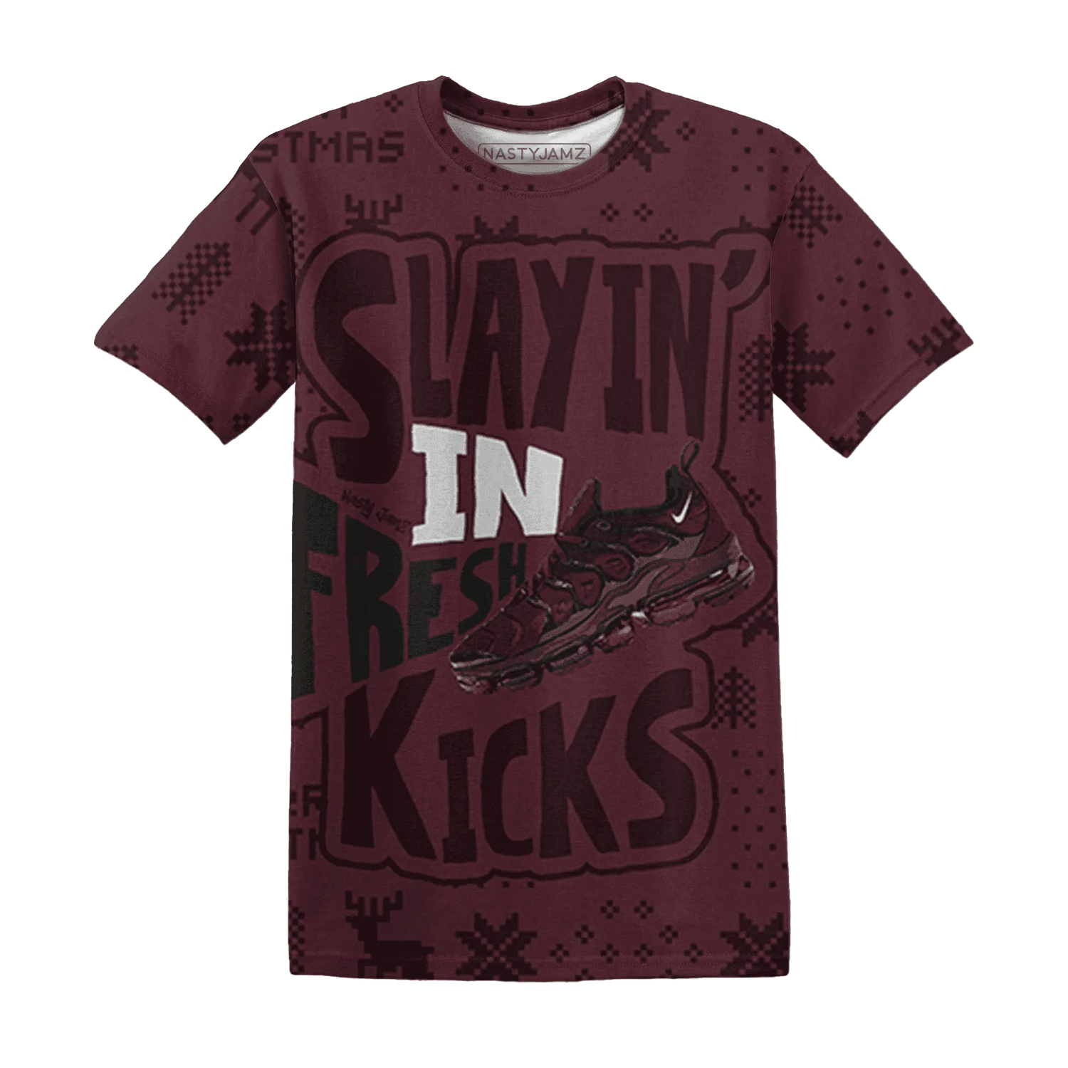 VaporMax-Night-Maron-Burgundy-NastyJamz-T-Shirt-Match-Slayin-Kicks-3D