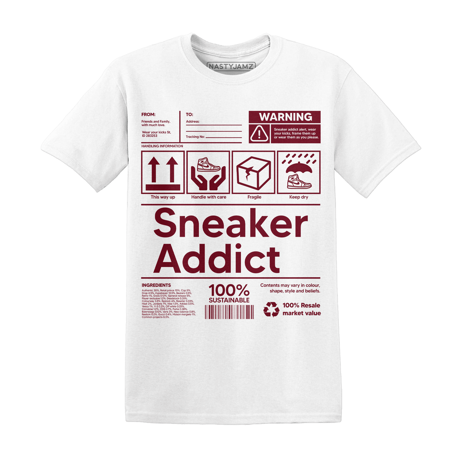 High White Team Red 1s T Shirt Sneaker Addict - NastyJamz