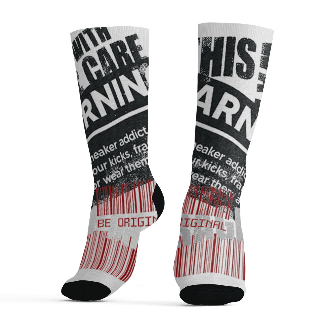 Retro Red Taxi 12s Socks Match Sneaker Addict 3D All-Over Print Warning - NastyJamz