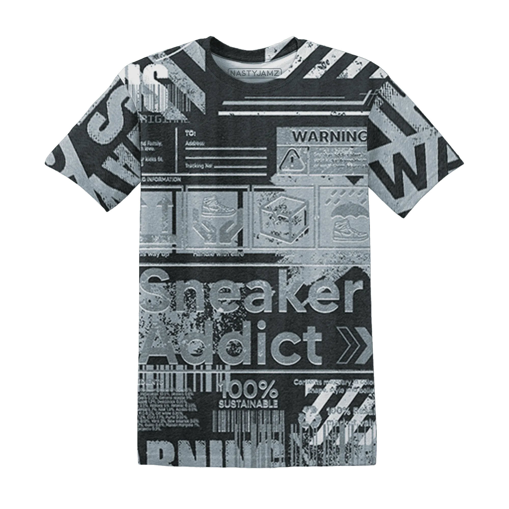 Wolf-Grey-12s-T-Shirt-Match-Sneaker-Addict-3D-Warning