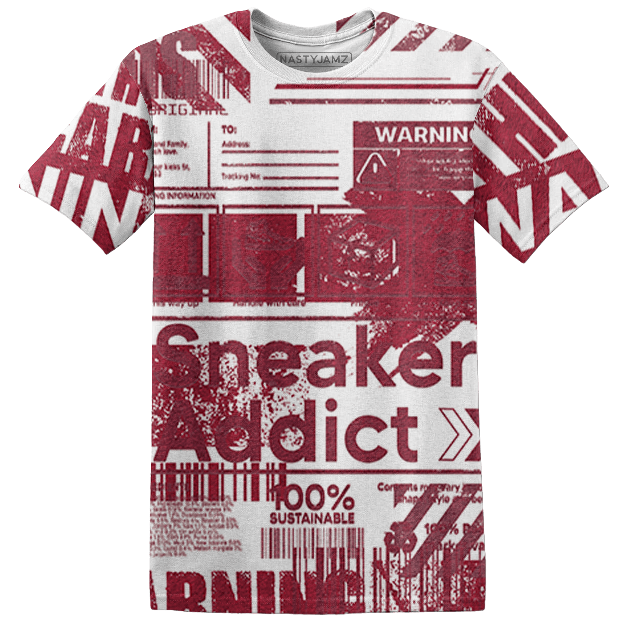 High White Team Red 1s T Shirt Match Sneaker Addict 3D All-Over Print Warning - NastyJamz