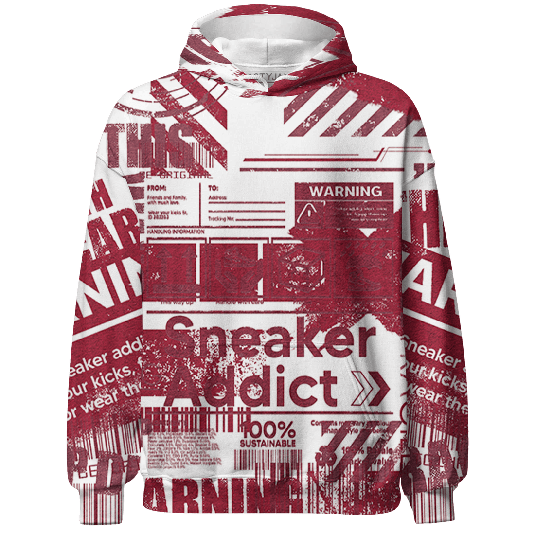High White Team Red 1s Hoodie Match Sneaker Addict 3D All-Over Print Warning - NastyJamz