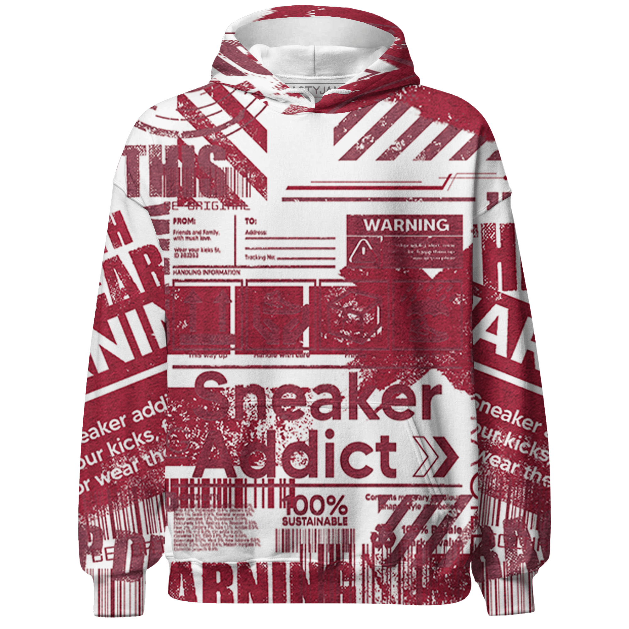High White Team Red 1s Hoodie Match Sneaker Addict 3D All-Over Print Warning - NastyJamz