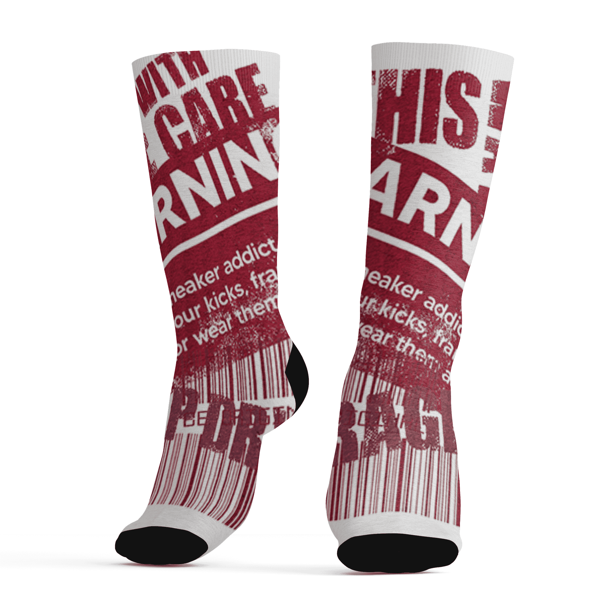 High White Team Red 1s Socks Match Sneaker Addict 3D All-Over Print Warning - NastyJamz