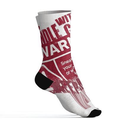 High White Team Red 1s Socks Match Sneaker Addict 3D All-Over Print Warning - NastyJamz