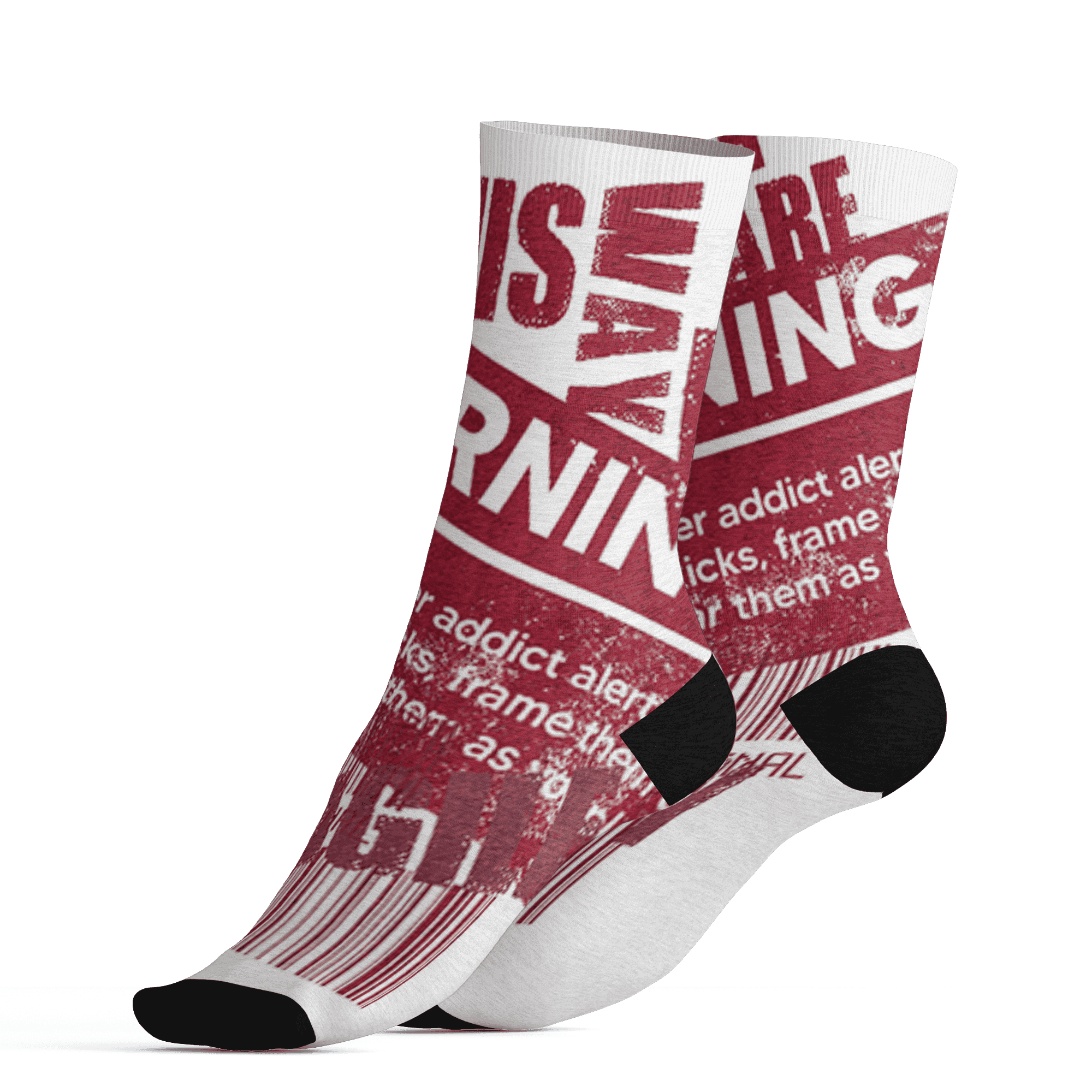 High White Team Red 1s Socks Match Sneaker Addict 3D All-Over Print Warning - NastyJamz