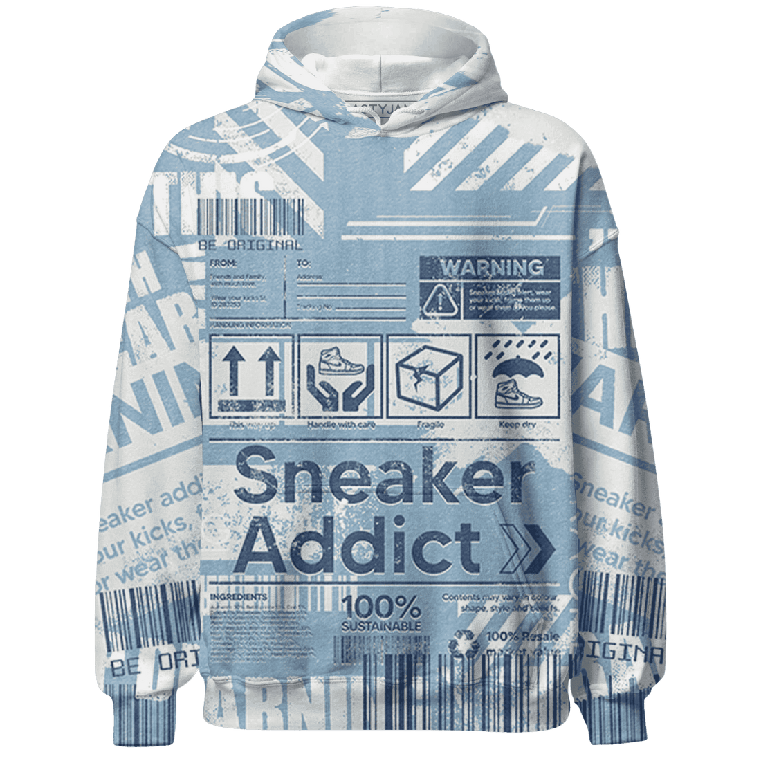 Mid Diffused Blue Grey 1s Hoodie Match Sneaker Addict 3D All-Over Print Warning - NastyJamz