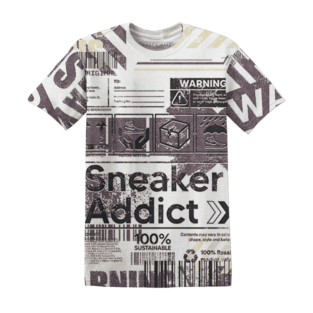 Burgundy-Crush-3s-T-Shirt-Match-Sneaker-Addict-3D-Warning