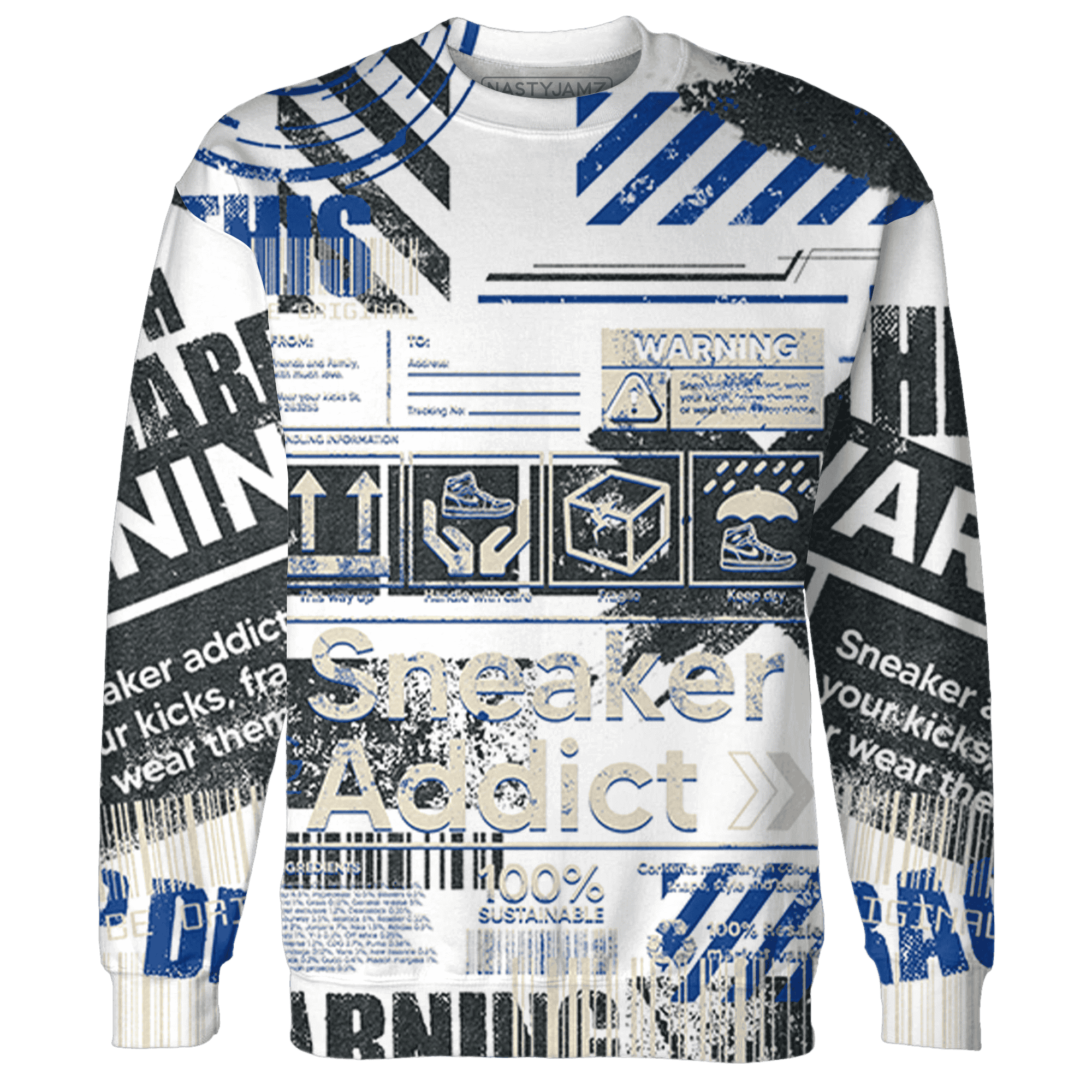 Quaiii 54 3s Sweatshirt Match Sneaker Addict 3D All-Over Print Warning - NastyJamz