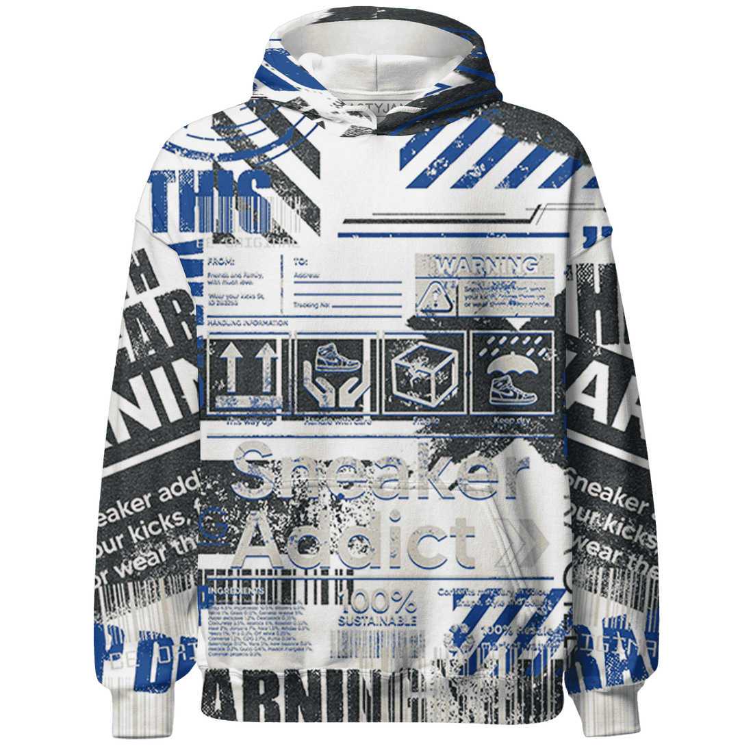 Quaiii 54 3s Hoodie Match Sneaker Addict 3D All-Over Print Warning - NastyJamz