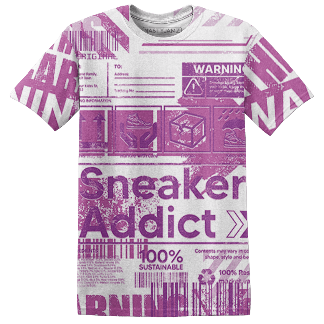 GS Hyper Violet 4s T Shirt Match Sneaker Addict 3D All-Over Print Warning - NastyJamz
