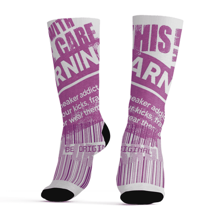 GS Hyper Violet 4s Socks Match Sneaker Addict 3D All-Over Print Warning - NastyJamz