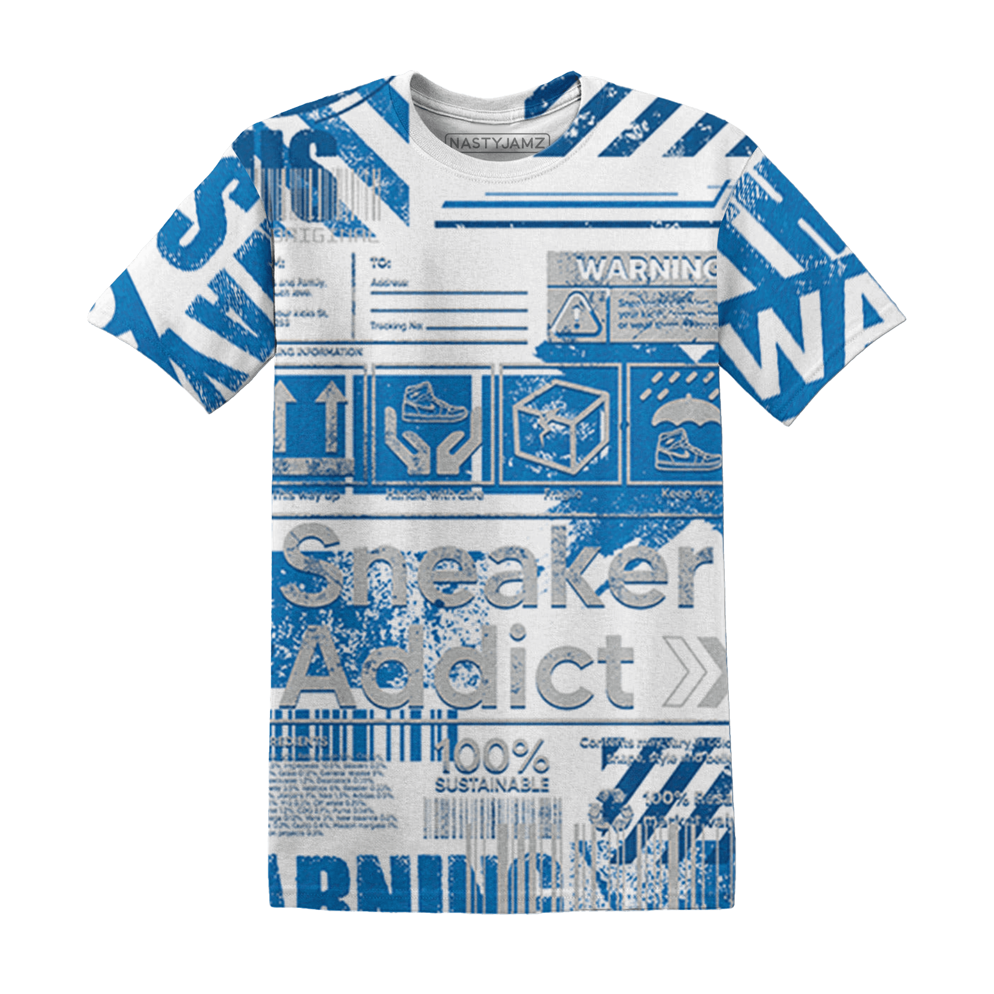 Industrial Blue 4s T Shirt Match Sneaker Addict 3D All-Over Print Warning - NastyJamz