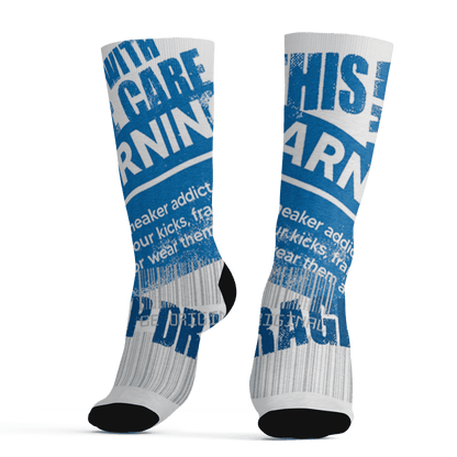 Industrial Blue 4s Socks Match Sneaker Addict 3D All-Over Print Warning - NastyJamz