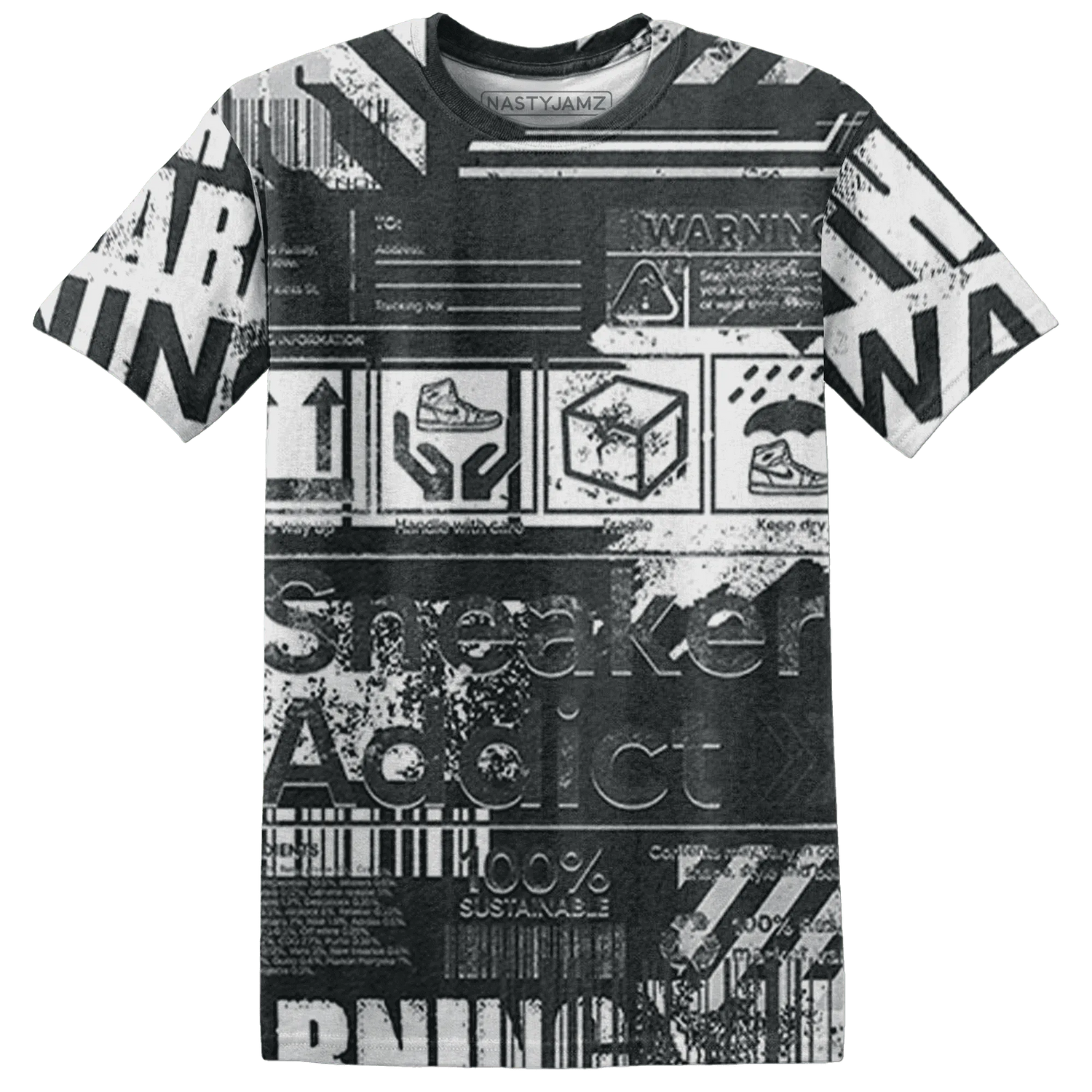 White-Thunder-4s-T-Shirt-Match-Sneaker-Addict-3D-Warning