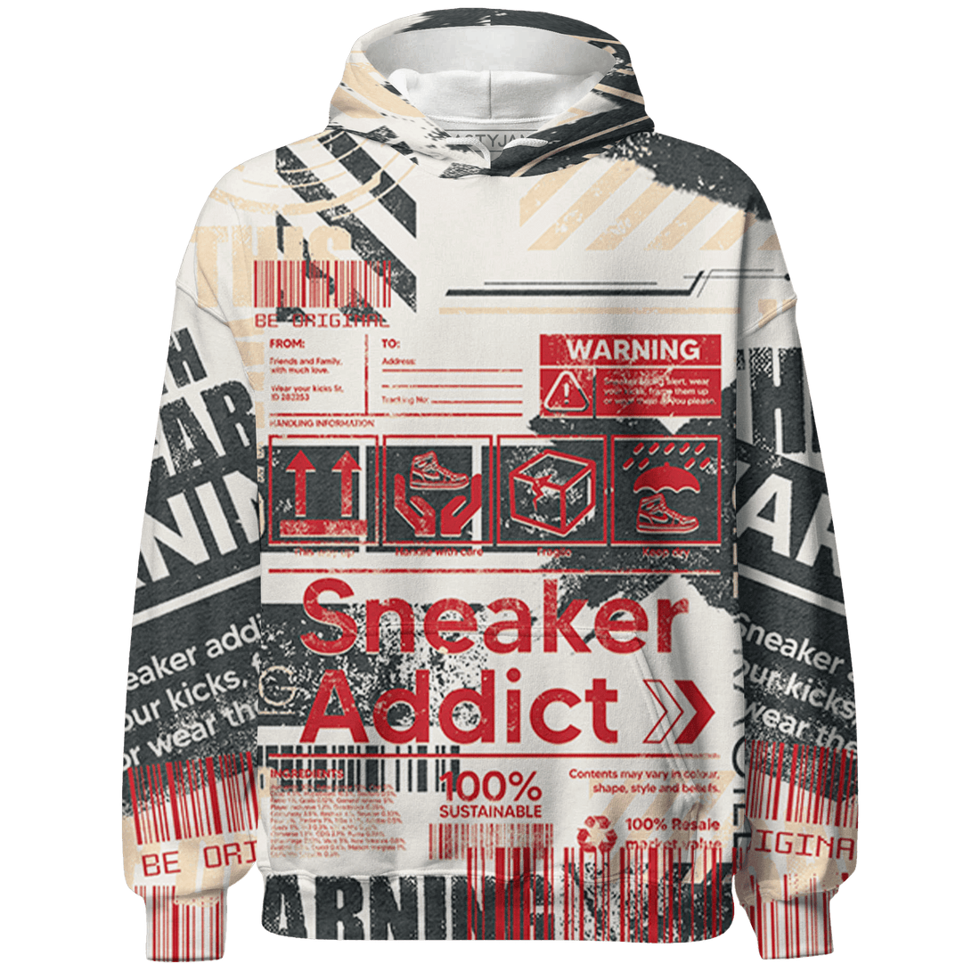 Jumman Jack University Red Hoodie Match Sneaker Addict 3D All-Over Print Warning - NastyJamz