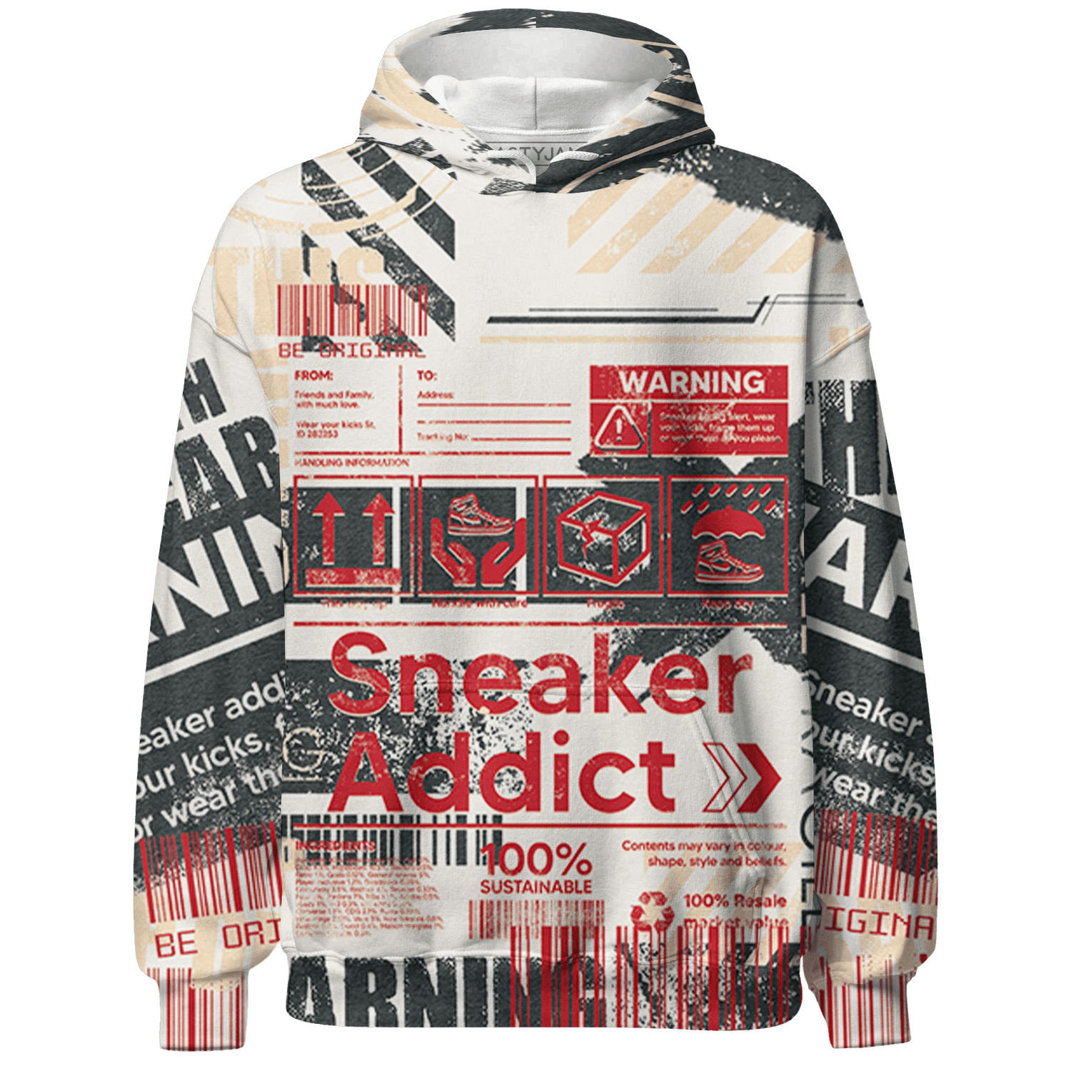 Jumman Jack University Red Hoodie Match Sneaker Addict 3D All-Over Print Warning - NastyJamz