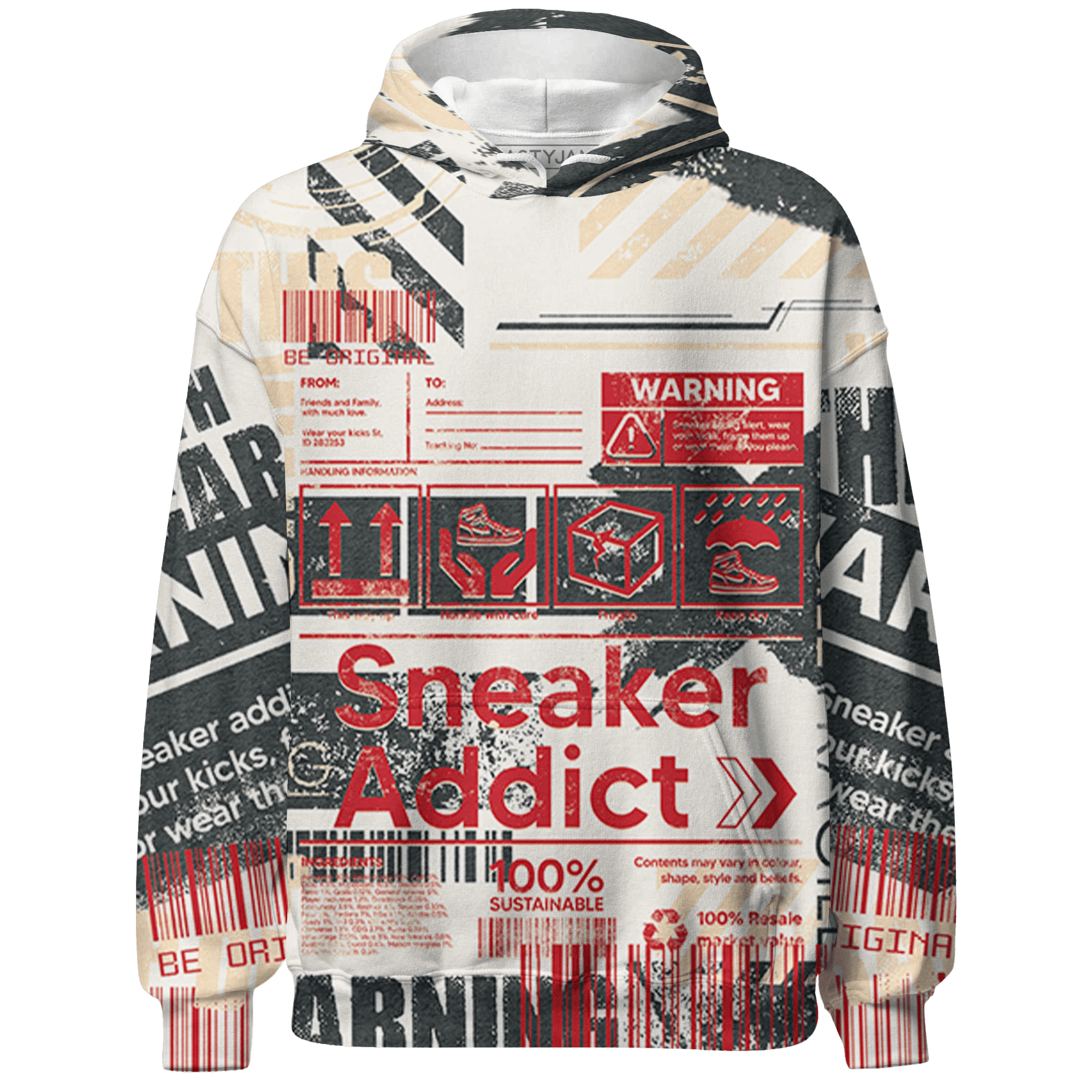 Jumman Jack University Red Hoodie Match Sneaker Addict 3D All-Over Print Warning - NastyJamz