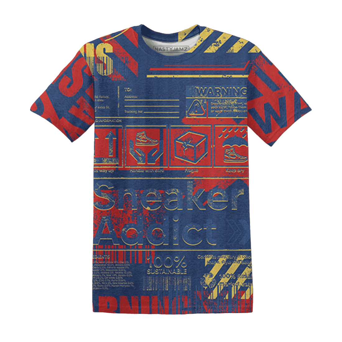 VaporMax-Air-Plus-Midnight-Navy-Gold-Black-T-Shirt-Match-Sneaker-Addict-3D-Warning