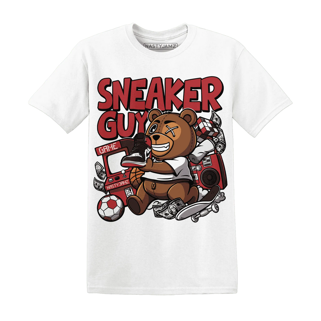 Black-Toe-Reimagined-Red-White-1s-NastyJamz-T-Shirt-Match-Sneaker-BER