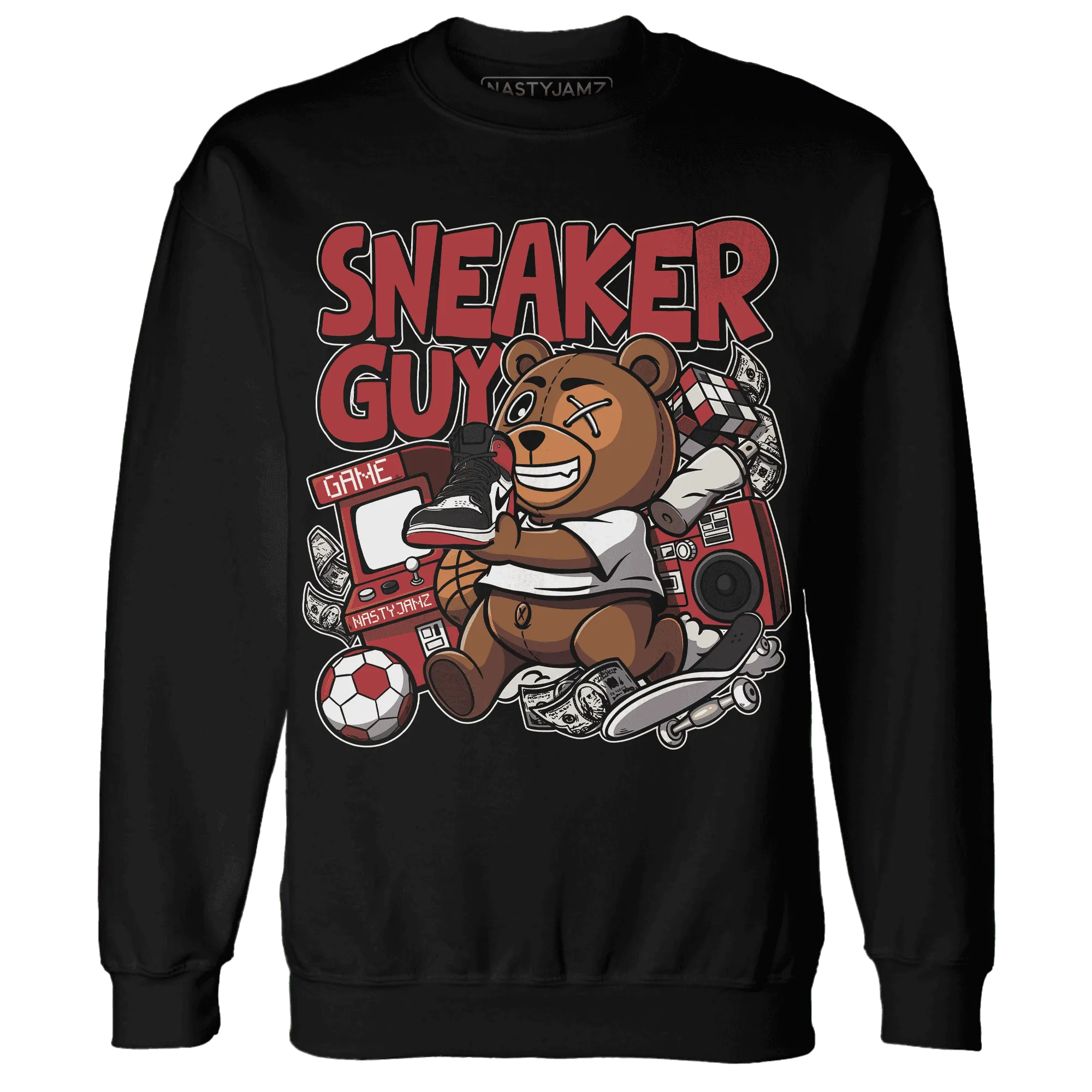 Black-Toe-Reimagined-Red-White-1s-NastyJamz-Sweatshirt-Match-Sneaker-BER