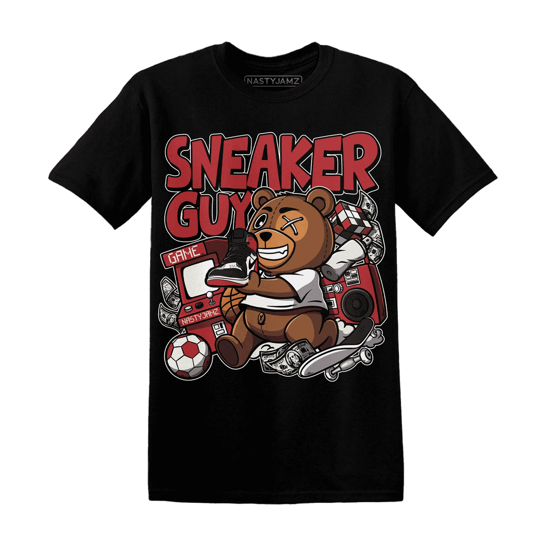 Black-Toe-Reimagined-Red-White-1s-NastyJamz-T-Shirt-Match-Sneaker-BER
