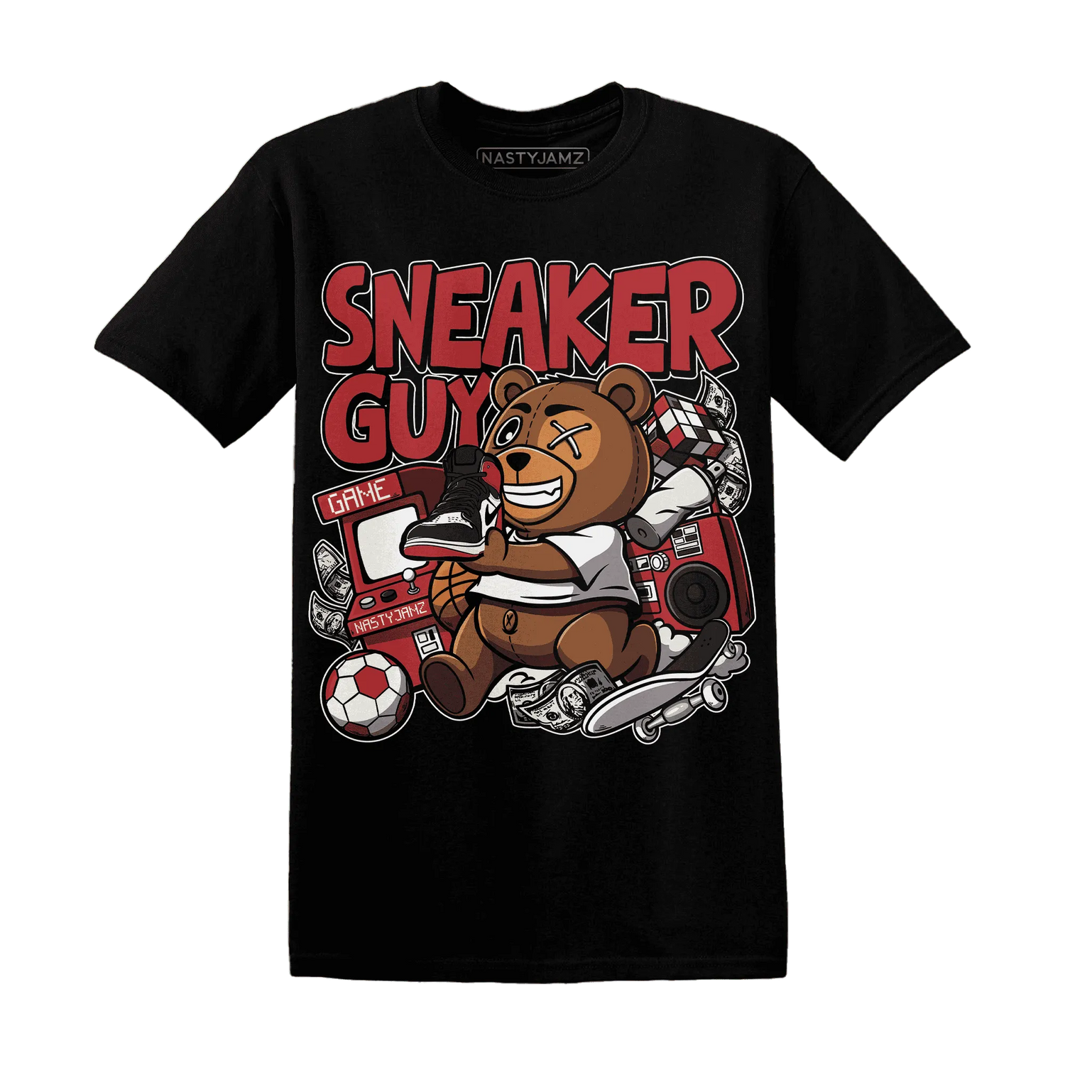 Black-Toe-Reimagined-Red-White-1s-NastyJamz-T-Shirt-Match-Sneaker-BER