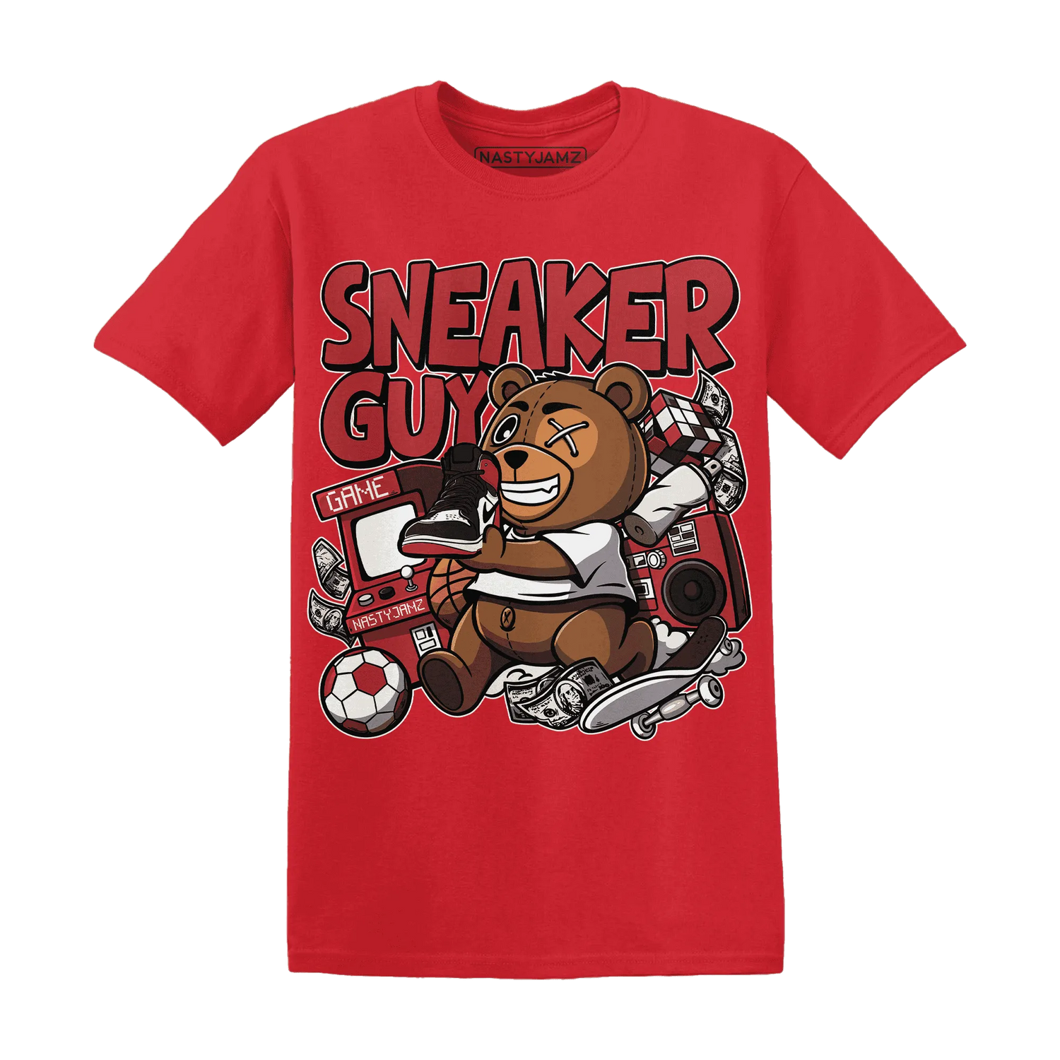Black-Toe-Reimagined-Red-White-1s-NastyJamz-T-Shirt-Match-Sneaker-BER