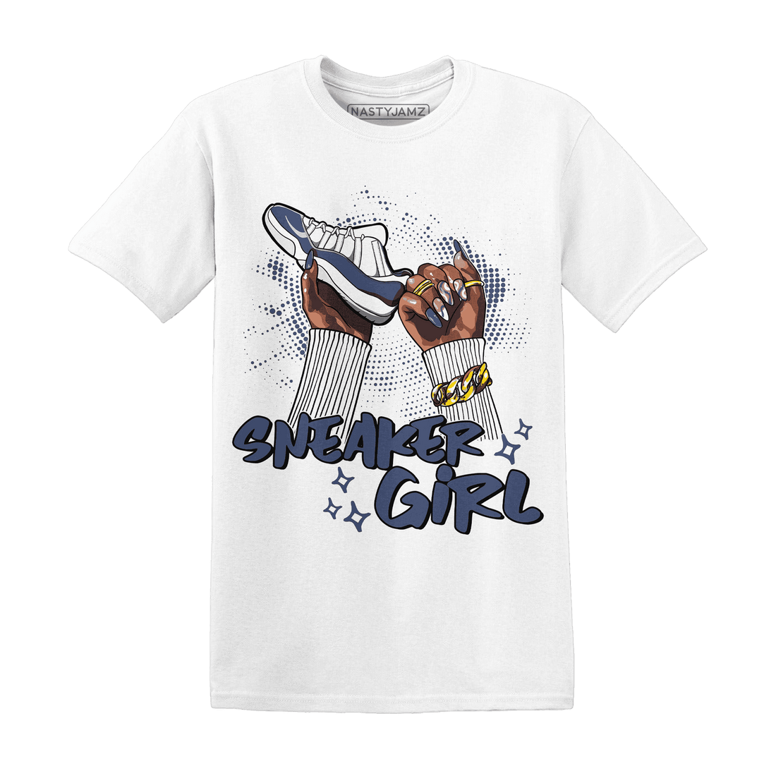 Low-Diffused-Blue-11s-T-Shirt-Match-Sneaker-Girl-Nail