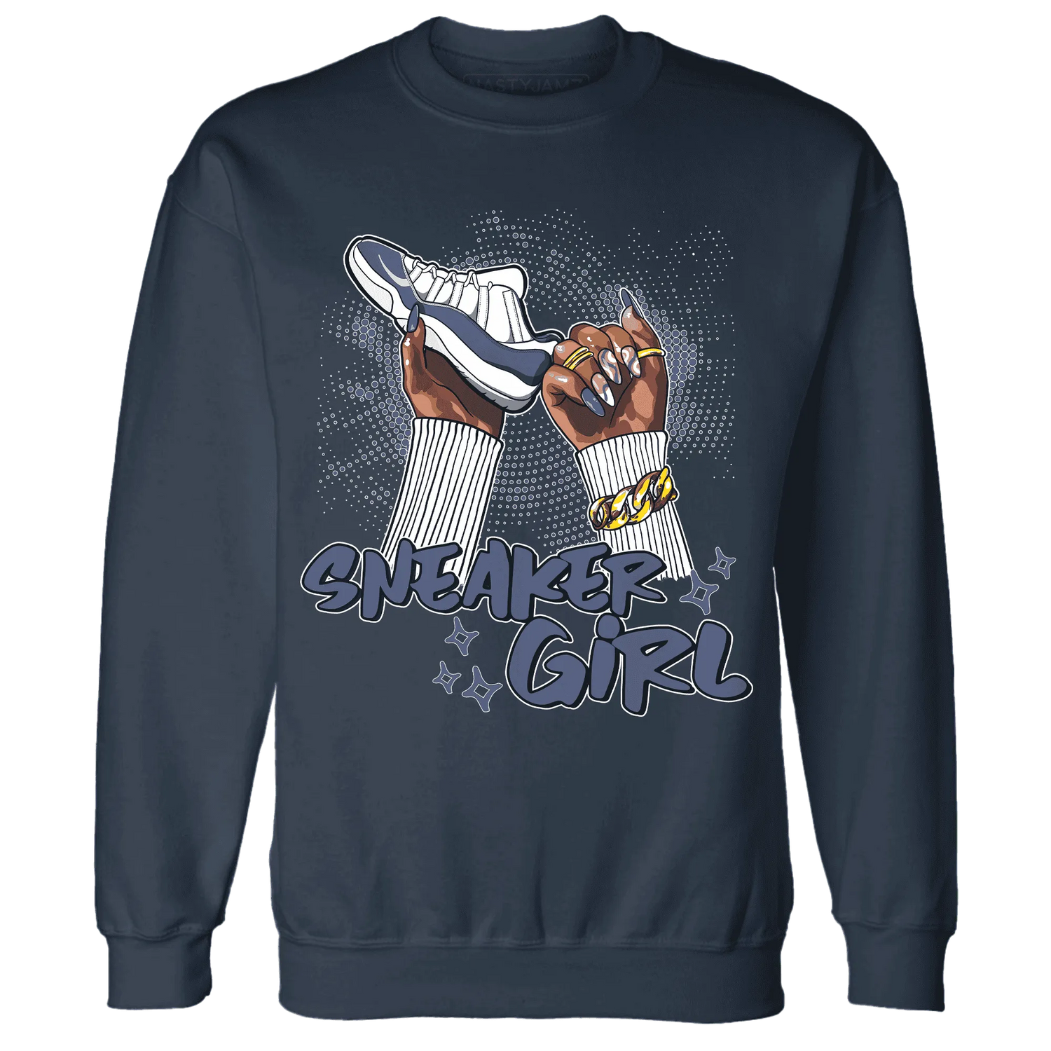 Low-Diffused-Blue-11s-Sweatshirt-Match-Sneaker-Girl-Nail