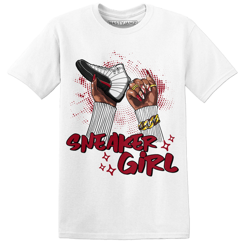 Retro-Red-Taxi-12s-T-Shirt-Match-Sneaker-Girl-Nail
