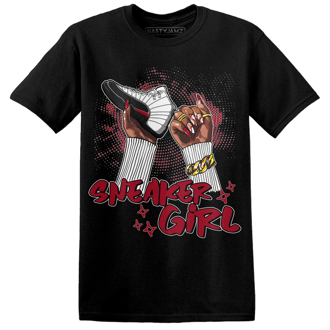 Retro Red Taxi 12s T Shirt Match Sneaker Girl Nail - NastyJamz