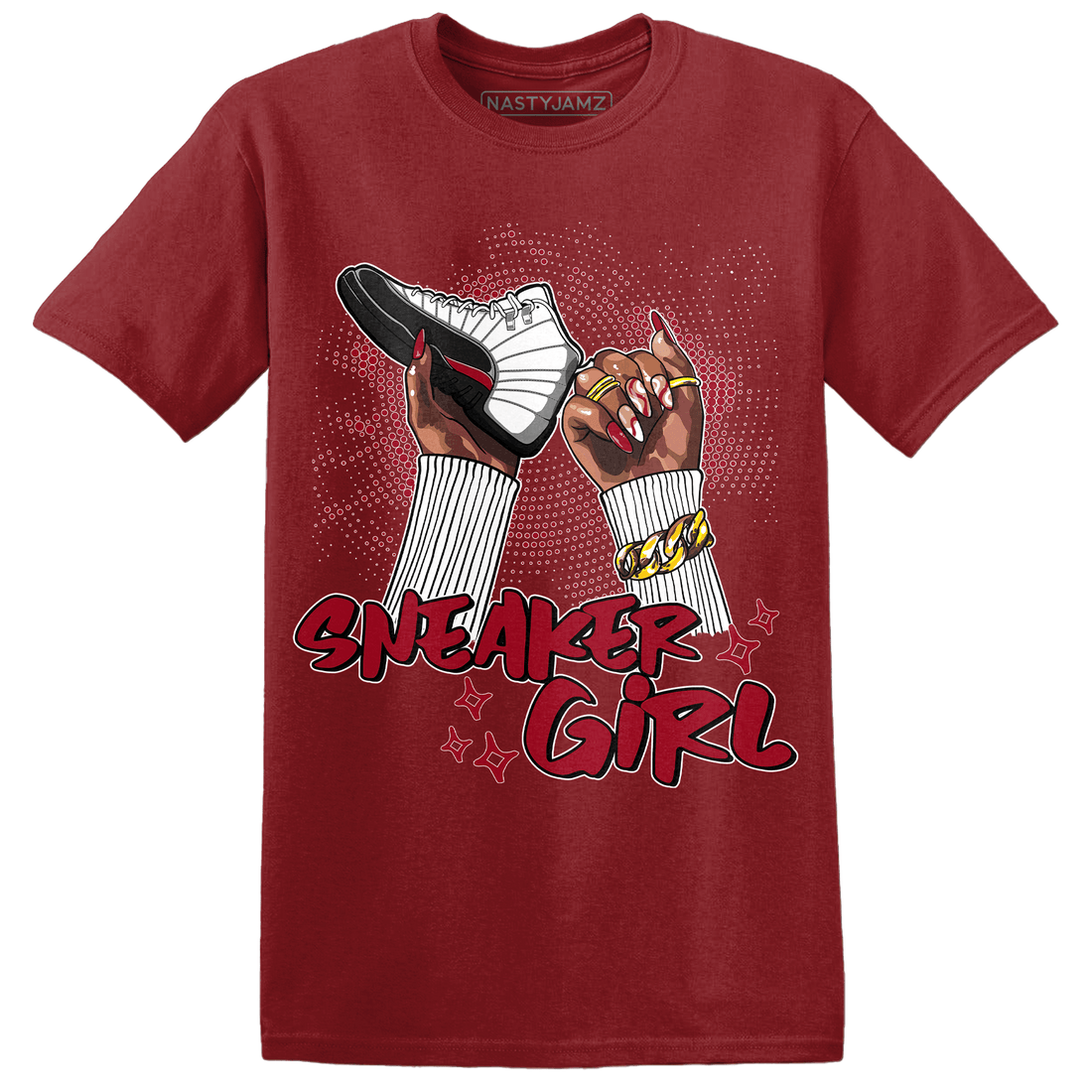Retro Red Taxi 12s T Shirt Match Sneaker Girl Nail - NastyJamz