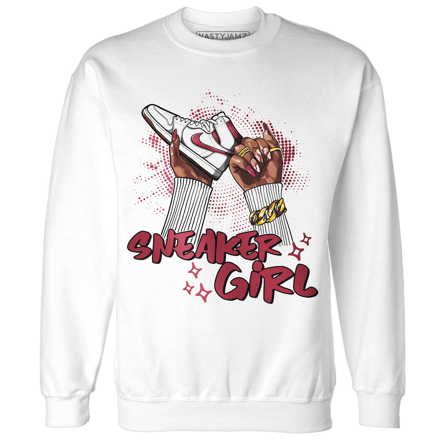 High 85 Metallic Burgundy 1s Sweatshirt Match Sneaker Girl Nail - NastyJamz