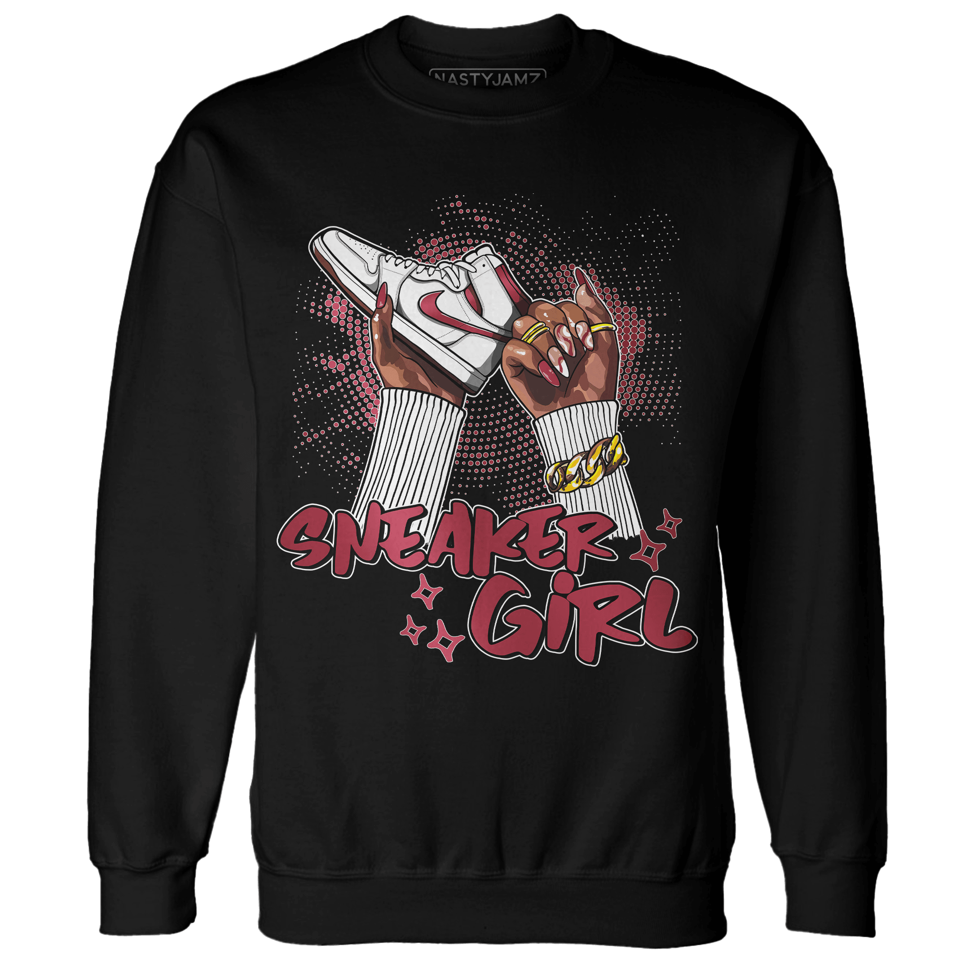 High 85 Metallic Burgundy 1s Sweatshirt Match Sneaker Girl Nail - NastyJamz