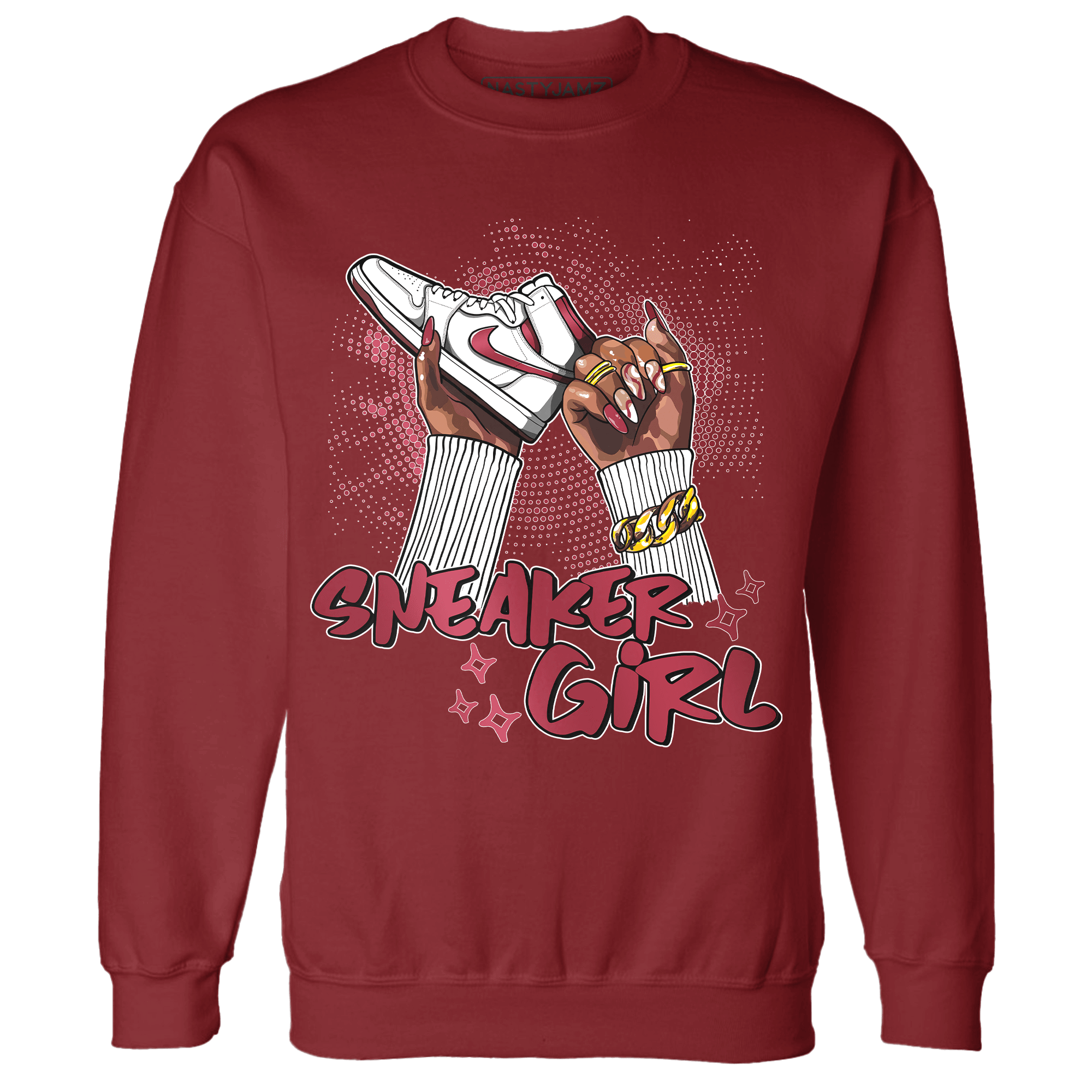 High 85 Metallic Burgundy 1s Sweatshirt Match Sneaker Girl Nail - NastyJamz